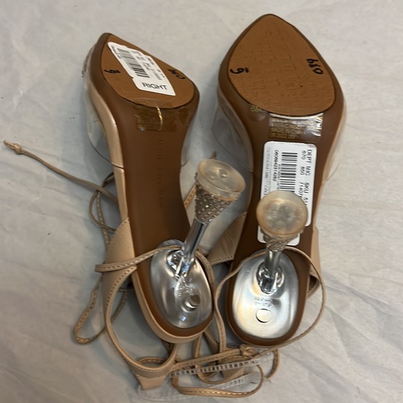 Gianni Bini Romee Clear Rhinestone Wrap-Up Dress Pumps. - Picture 6 of 8